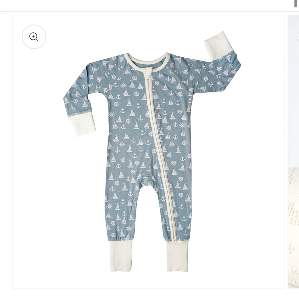 Bamboo baby footie pajama nautical print